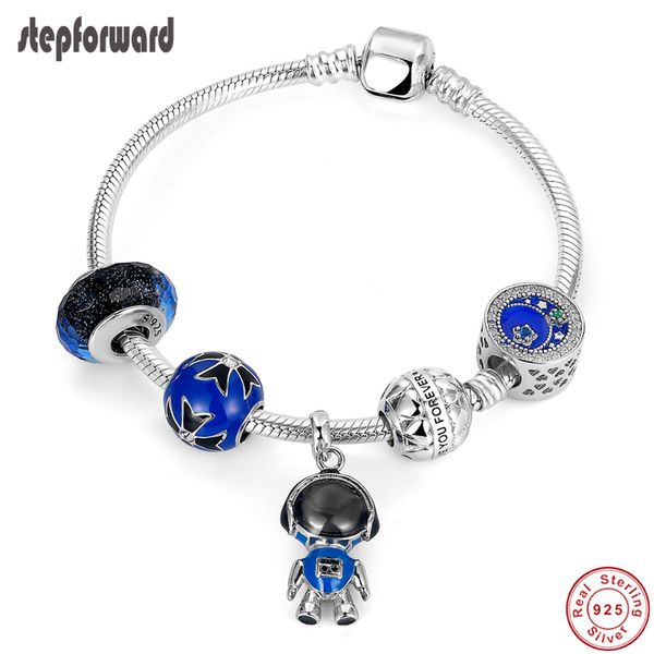 step forward 925 sterling silver robot charms bracelet blue series charm bangles for women vacation style silver jewelry, Golden;silver
step forward 925 sterling silver robot charms bracelet blue series charm bangles for women vacation style silver jewelry, Golden;silver