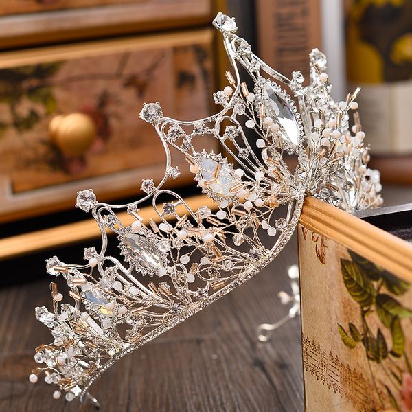 new korean crown headdress bride atmosphere wedding crown princess tiara wedding hair accessories, White;golden
new korean crown headdress bride atmosphere wedding crown princess tiara wedding hair accessories, White;golden