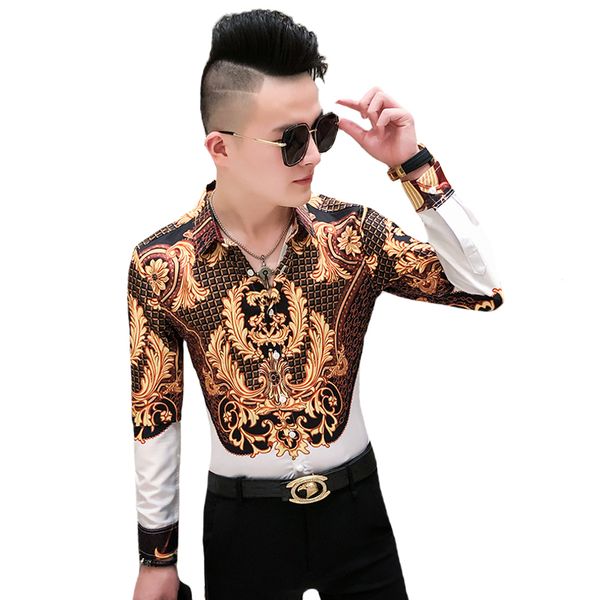 luxury gold print shirt men royal retro long sleeve shirts party nightclub tuxedo shirts casual slim fit streetwear blouse homme, White;black
luxury gold print shirt men royal retro long sleeve shirts party nightclub tuxedo shirts casual slim fit streetwear blouse homme, White;black