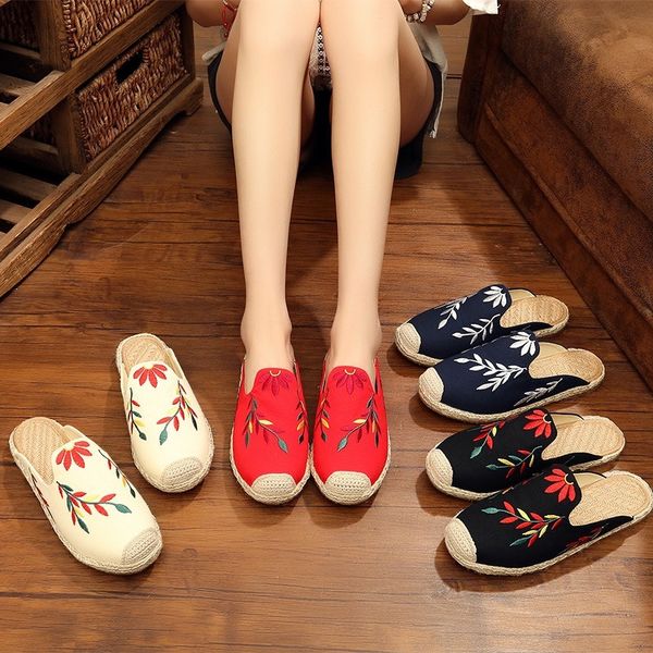 summer women slippers casual flat embroidered shoes linen fabric pantuflas de mujer ethnic retro canvas shoes outdoor loafers, Black
summer women slippers casual flat embroidered shoes linen fabric pantuflas de mujer ethnic retro canvas shoes outdoor loafers, Black