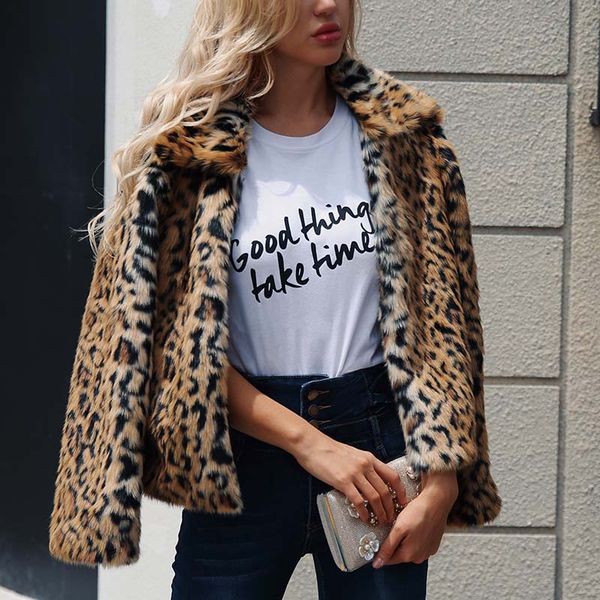 new luxury faux fur coat leopard print winter jacket turn down collar slim women's outerwear casaco feminino ropa invierno mujer, Black
new luxury faux fur coat leopard print winter jacket turn down collar slim women's outerwear casaco feminino ropa invierno mujer, Black