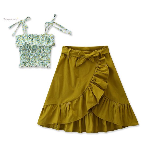 retail kids outfits clothes girls 2019 girl 2pcs suit sling floral shirt+green ruffle skirt baby tracksuit clothing sets children clothing, White
retail kids outfits clothes girls 2019 girl 2pcs suit sling floral shirt+green ruffle skirt baby tracksuit clothing sets children clothing, White