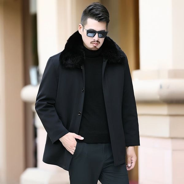 2019 new natural fur collar heren winterjas detachable wool liner erkek giyim mont, Black
2019 new natural fur collar heren winterjas detachable wool liner erkek giyim mont, Black