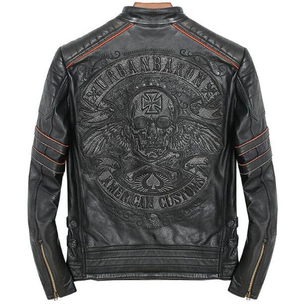 mens genuine leather jacket motorcycle skull retro vintage coat slim fit punk rock pilot jacket sheepskin leather winter outwear, Black
mens genuine leather jacket motorcycle skull retro vintage coat slim fit punk rock pilot jacket sheepskin leather winter outwear, Black