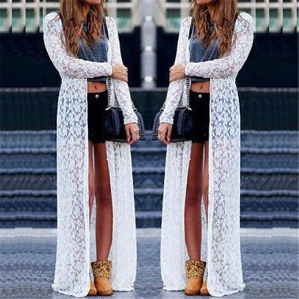 women beach wear sheer thin lace floral crochet long cardigan white lace beach cover ups summer clothes saida de praia feminino, Blue;gray
women beach wear sheer thin lace floral crochet long cardigan white lace beach cover ups summer clothes saida de praia feminino, Blue;gray