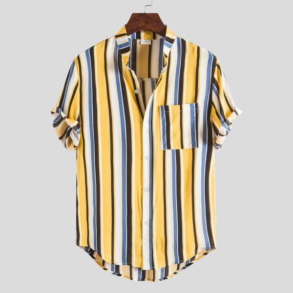men's casual shirts 2021 short sleeve shirt striped printing european-sized stand collar half cross, White;black
men's casual shirts 2021 short sleeve shirt striped printing european-sized stand collar half cross, White;black