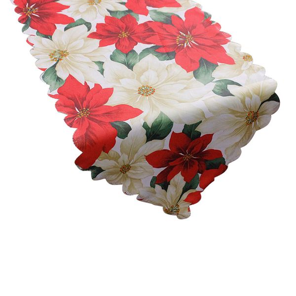 fashion christmas tablecloth decorative christmas santa claus tapestry poinsettia table runner 14x71 inch table cover