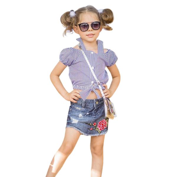 toddler kids baby girls outfits flower rose striped t shirt denim skirt set outfits kids newborn clothes childrens 5.25, White
toddler kids baby girls outfits flower rose striped t shirt denim skirt set outfits kids newborn clothes childrens 5.25, White