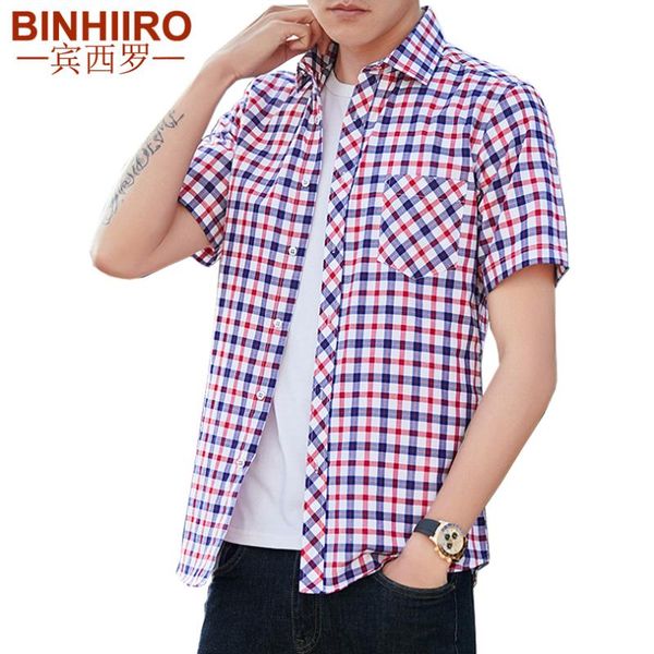 binhiiro streetwear men shirt fashion casual plaid short sleeve shirt slim soft comfortable 2020 summer new business dress, White;black
binhiiro streetwear men shirt fashion casual plaid short sleeve shirt slim soft comfortable 2020 summer new business dress, White;black