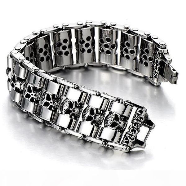 24mm heavy punk men's chunky motorcycle chain titanium steel bracelet biker skull bangle stainless steel jewelry for men gifts, Golden;silver
24mm heavy punk men's chunky motorcycle chain titanium steel bracelet biker skull bangle stainless steel jewelry for men gifts, Golden;silver