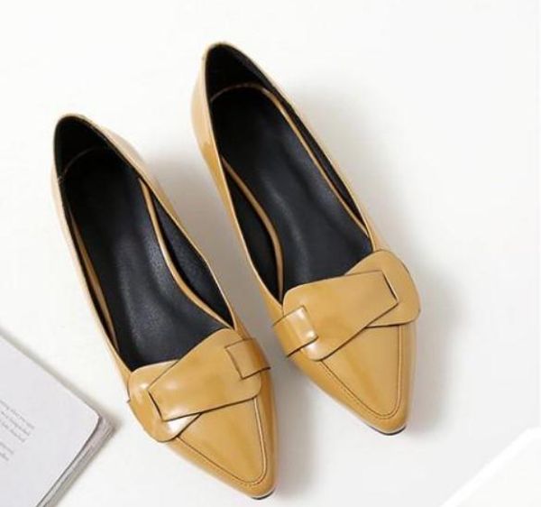 2019 women's shoes in spring and autumn with new style low heel pointed end@4007, Black