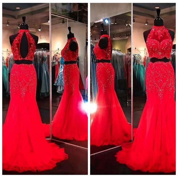 high neck sleeveless mermaid prom dresses lace appliques two pieces long formal 2019 women evening party gowns beading sequins long vestidos, Black
high neck sleeveless mermaid prom dresses lace appliques two pieces long formal 2019 women evening party gowns beading sequins long vestidos, Black