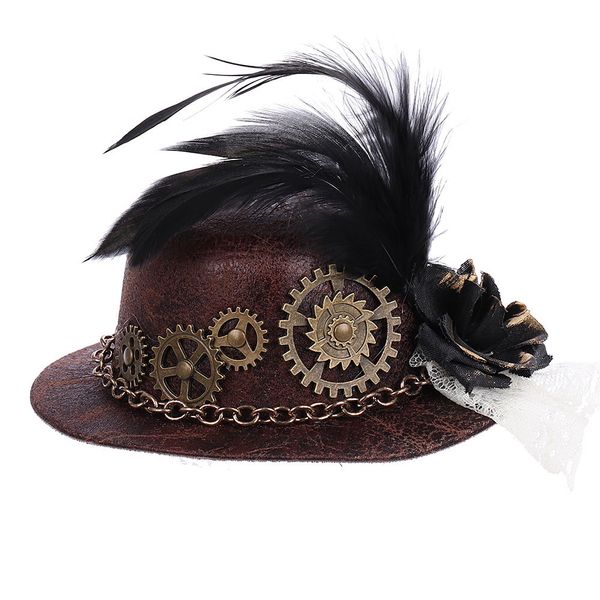 

women decor wedding lolita goth accessories party feather gear steampunk gift fascinator headwear mini hat hair clip floral