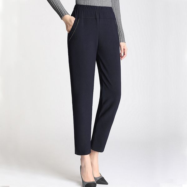 women's casual elastic waist business bottoms pants ladies high waist solid color office work loose trousers new arriving, Black
women's casual elastic waist business bottoms pants ladies high waist solid color office work loose trousers new arriving, Black