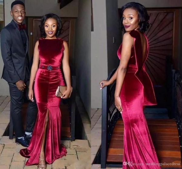 elegant velvet mermaid prom dresses beads sashes front side split long formal dresses evening gowns robes de soirée abiti da sera, Black;red
elegant velvet mermaid prom dresses beads sashes front side split long formal dresses evening gowns robes de soirée abiti da sera, Black;red
