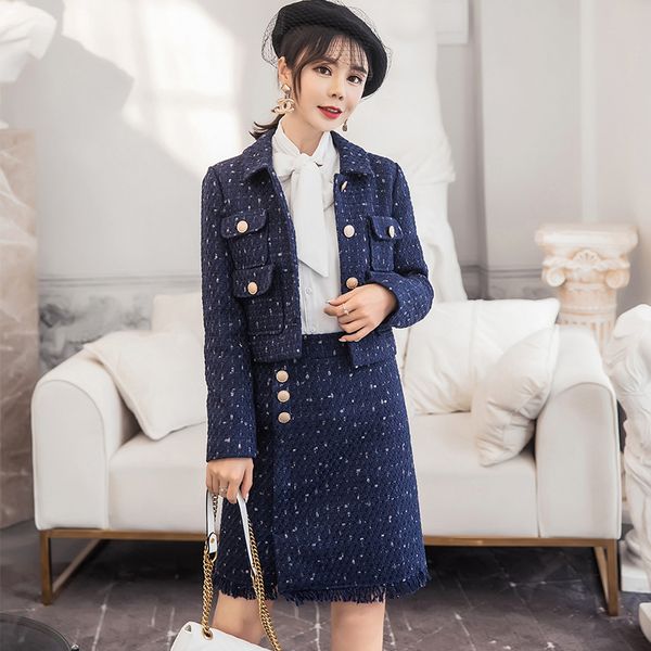 work dresses autumn winter long sleeve jacket coat blazer plaid tweed mini skirt suits women 2 pieces sets elegant office ladies outerwear, White;black
work dresses autumn winter long sleeve jacket coat blazer plaid tweed mini skirt suits women 2 pieces sets elegant office ladies outerwear, White;black