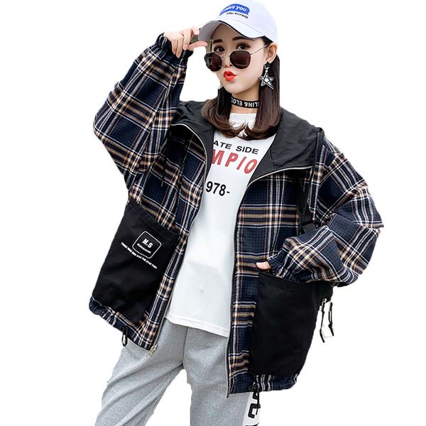 2019 new spring autumn baseball uniform jacket women's bf korean hooded loose plaid coats girls casual outerwear xa30, Black;brown
2019 new spring autumn baseball uniform jacket women's bf korean hooded loose plaid coats girls casual outerwear xa30, Black;brown