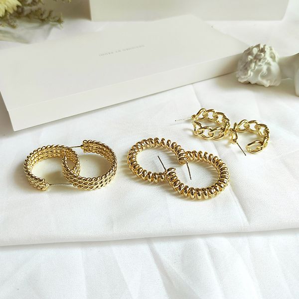 3 designs punk twisted curb chain link earrings for women triple layer geometric earrings spiral spring minimalist hoop, Golden;silver
3 designs punk twisted curb chain link earrings for women triple layer geometric earrings spiral spring minimalist hoop, Golden;silver