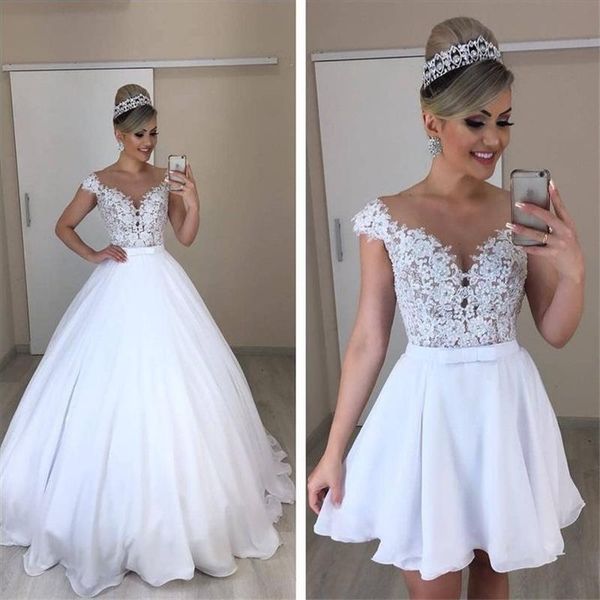 ball gown wedding dresses detachable train lace appliques pearls bridal gowns 2 en 1 vestido de novias custom made wedding dress, White
ball gown wedding dresses detachable train lace appliques pearls bridal gowns 2 en 1 vestido de novias custom made wedding dress, White