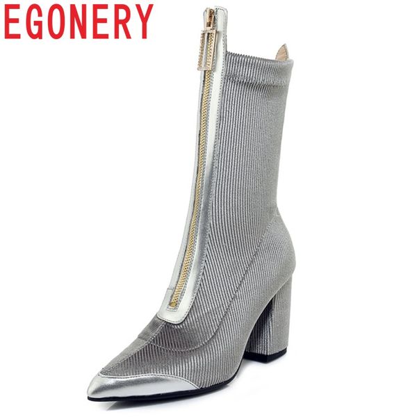 egonery 2018 новые натуральная кожа и вельвет острым носом супер высокий квадратный каблук молния снаружи женская мода середины икры сапоги, Black
egonery 2018 новые натуральная кожа и вельвет острым носом супер высокий квадратный каблук молния снаружи женская мода середины икры сапоги, Black