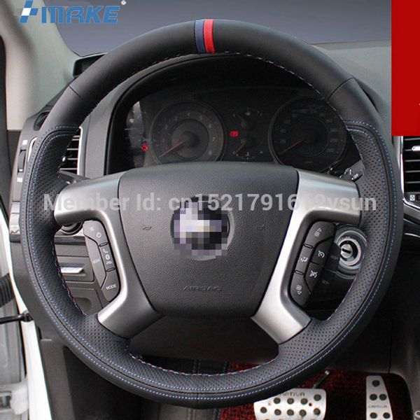 for chevrolet captiva hand-stitched anti-slip black leather red blue thread diy steering wheel cover
for chevrolet captiva hand-stitched anti-slip black leather red blue thread diy steering wheel cover