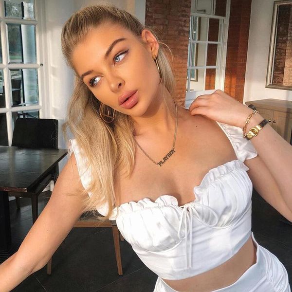 european and american 2020 amazon summer women's new sling square collar backless wooden ear slim navel all-match vest, White
european and american 2020 amazon summer women's new sling square collar backless wooden ear slim navel all-match vest, White