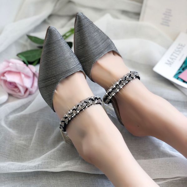 clear heels crystal mules shoes women sequin pointed toe slippers summer transparent heel sandals women square heel slippers, Black
