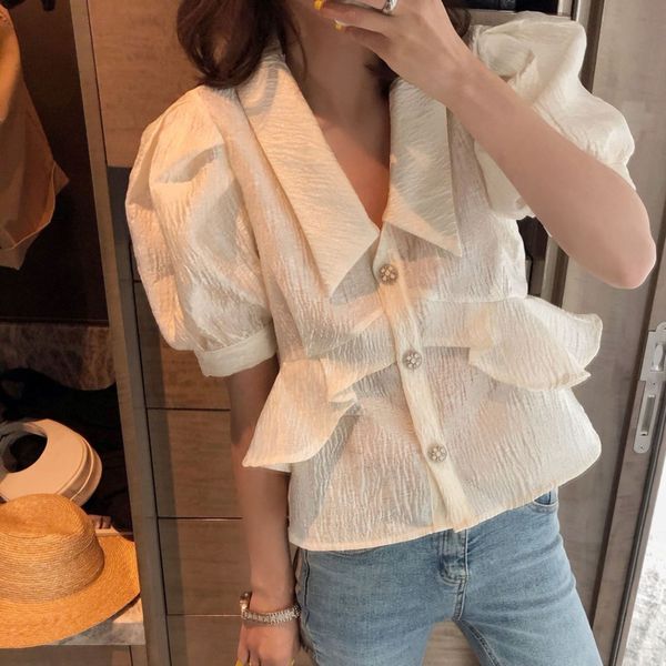 women's blouses & shirts womengaga 2021 summer loose single-breasted blouse patchwork ruffles puff sleeve casual pleated streetwear wom, White
women's blouses & shirts womengaga 2021 summer loose single-breasted blouse patchwork ruffles puff sleeve casual pleated streetwear wom, White