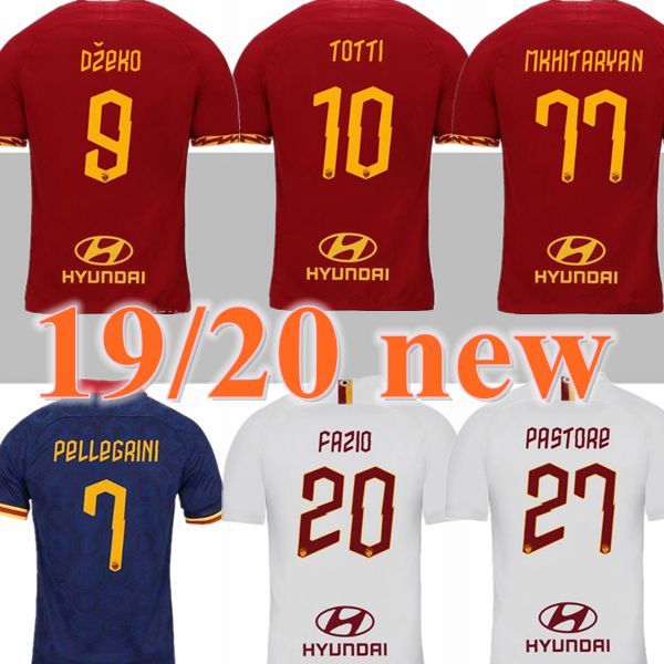 

19 20 roma soccer jersey 2019 2020 home away maglie da calcio dzeko totti kolarov perotti fazio florenzi third 3rd man kids football shirts, Black;yellow