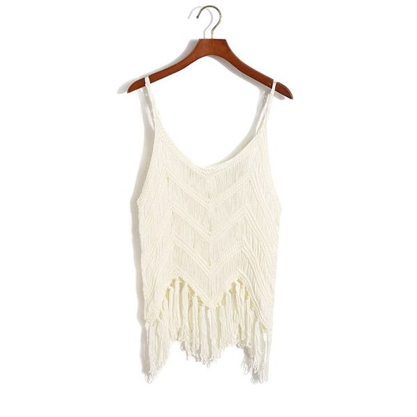 2019 fashion women tassel camis solid hollow out knitted tank club spaghetti strap v-neck summer, White
2019 fashion women tassel camis solid hollow out knitted tank club spaghetti strap v-neck summer, White