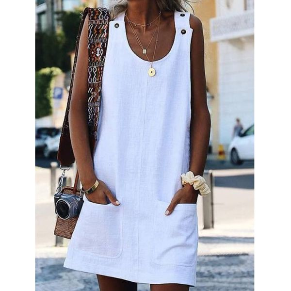 Casual mini dress for Women Fashion Button Prue Color Summer Off Shoulder Sleeveless Dress
Casual mini dress for Women Fashion Button Prue Color Summer Off Shoulder Sleeveless Dress
