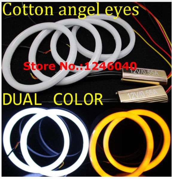 4pcs dual color white&amber cotton led angel eyes halo ring kit drl turn signal sizes:70/80/90/100/106/110/120/126/131/146mm
4pcs dual color white&amber cotton led angel eyes halo ring kit drl turn signal sizes:70/80/90/100/106/110/120/126/131/146mm
