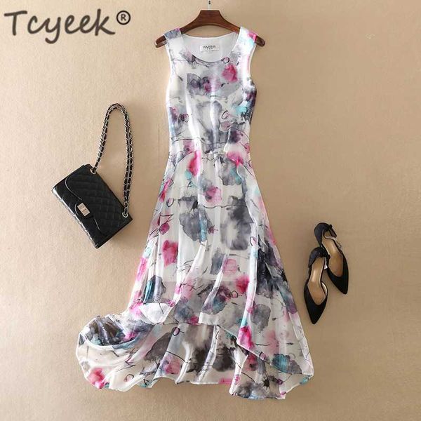 tcyeek summer real silk beach dress women long floral party dress vestidos sleeveless silk elegant dresses casual dresses 68007, Black;gray
tcyeek summer real silk beach dress women long floral party dress vestidos sleeveless silk elegant dresses casual dresses 68007, Black;gray