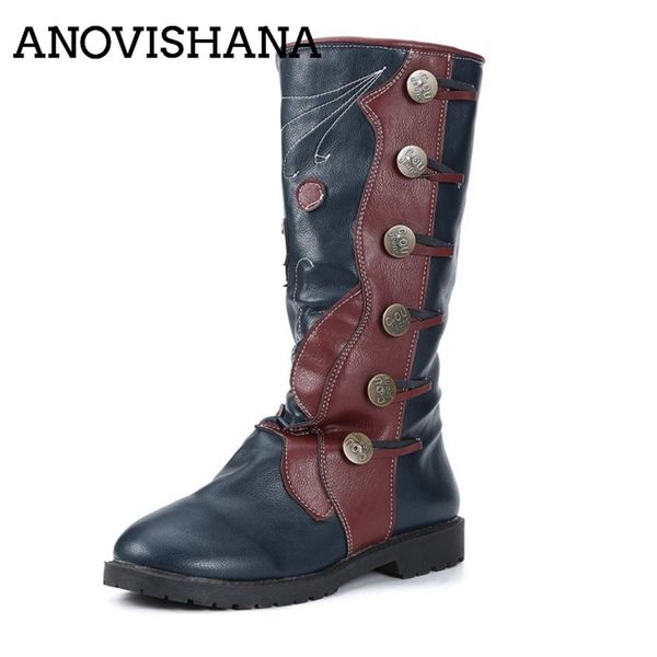 anovishana new lady's winter western boots patchwork knee high boots flat heels slip on shoes bottine femme big size 43, Black
anovishana new lady's winter western boots patchwork knee high boots flat heels slip on shoes bottine femme big size 43, Black