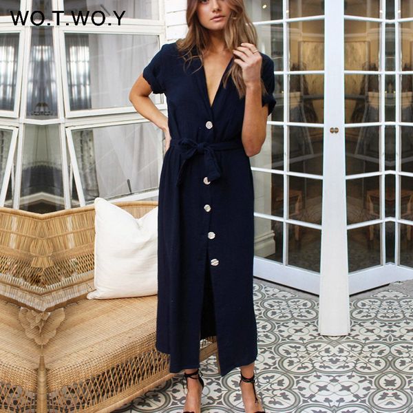 wotwoy 2020 sashes summer long ankle-length dresses women cotton white v-neck straight t shirt dress woman loose clothes, Black;gray
wotwoy 2020 sashes summer long ankle-length dresses women cotton white v-neck straight t shirt dress woman loose clothes, Black;gray