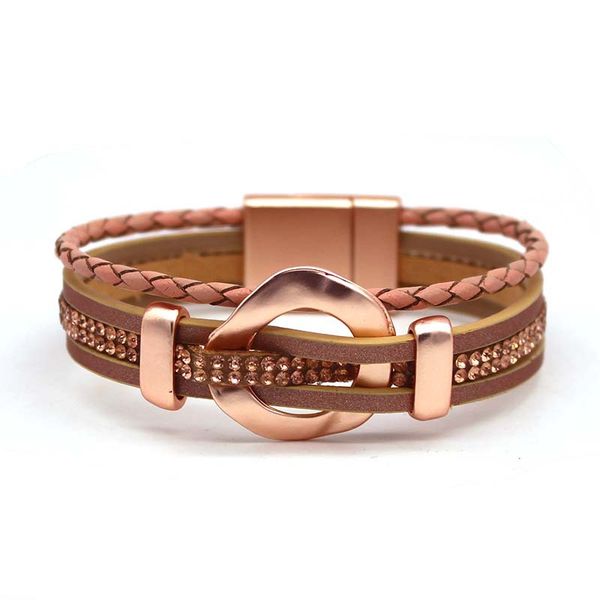 rose gold round bracelets for women accessories brand jewelry weave rope leather braclet punk rock ladies bracelet female party, Black 
rose gold round bracelets for women accessories brand jewelry weave rope leather braclet punk rock ladies bracelet female party, Black