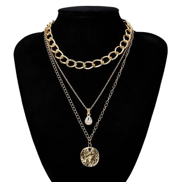 punk style statement metal gold color chain multi layer necklaces water pandent round coin pendant necklace for women party 2020, Silver
punk style statement metal gold color chain multi layer necklaces water pandent round coin pendant necklace for women party 2020, Silver