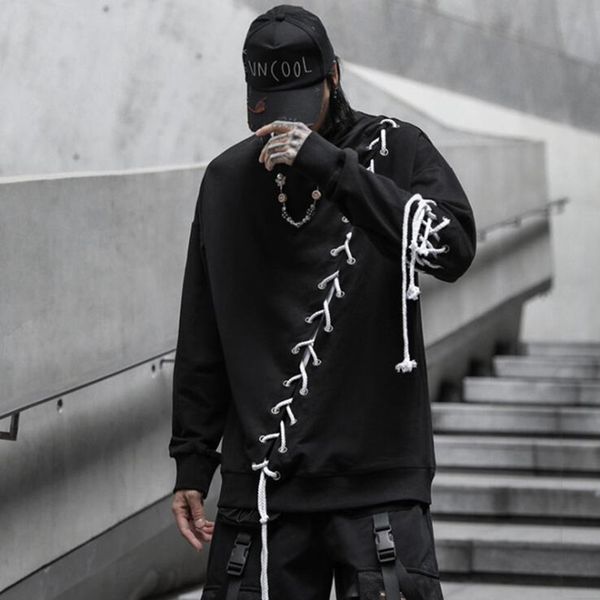 spring autumn man personality oversized hip hop sweatshirt lacing bandage hoodies man punk vintage casual loose pullover, Black
spring autumn man personality oversized hip hop sweatshirt lacing bandage hoodies man punk vintage casual loose pullover, Black