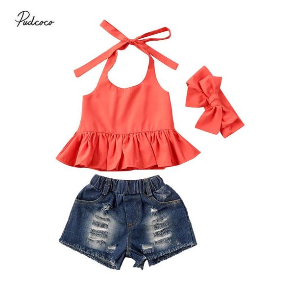 2020 baby summer clothing toddler baby girls summer clothes ruffle tied neck short denim headdress 3pcs 1-6 years, White
2020 baby summer clothing toddler baby girls summer clothes ruffle tied neck short denim headdress 3pcs 1-6 years, White