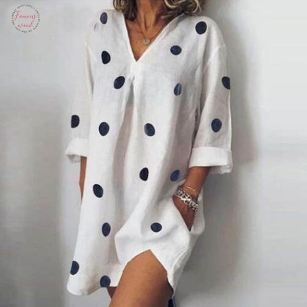 5xl women casual 3 4 sleeve polka dot dress elegant summer v neck loose boho dress mini beach dress plus size, Black;gray
5xl women casual 3 4 sleeve polka dot dress elegant summer v neck loose boho dress mini beach dress plus size, Black;gray