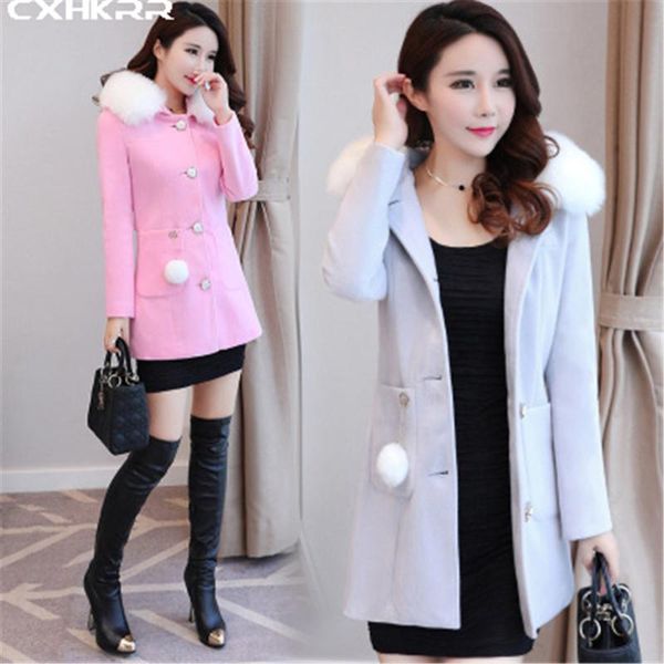 cxhkrr2019 autumn and winter new women's open pocket wool coat korean waist hooded fur collar mid-length wool women's clothing, Black
cxhkrr2019 autumn and winter new women's open pocket wool coat korean waist hooded fur collar mid-length wool women's clothing, Black