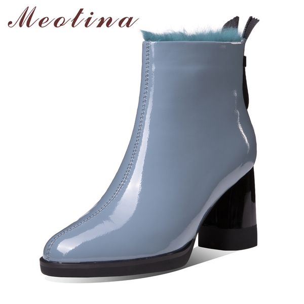 meotina winter ankle boots women natural genuine leather zip thick high heel short boots real fur round toe shoes ladies size 39, Black
meotina winter ankle boots women natural genuine leather zip thick high heel short boots real fur round toe shoes ladies size 39, Black