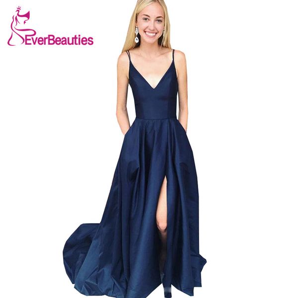 charming prom dresses with side split a-line long spaghetti straps satin formal_dresses, White;black
charming prom dresses with side split a-line long spaghetti straps satin formal_dresses, White;black