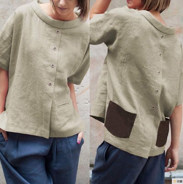 summer 2019 women vintage linen blouses buttons short sleeve shirts patchwork casual loose blusas feminina, White
summer 2019 women vintage linen blouses buttons short sleeve shirts patchwork casual loose blusas feminina, White