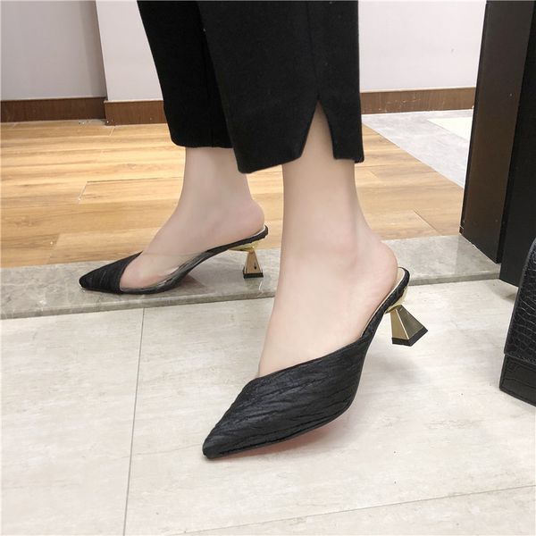 pointed toe slippers women thick heels summer shoes grain female transparent slides ladies office footwear 2020 new, Black
pointed toe slippers women thick heels summer shoes grain female transparent slides ladies office footwear 2020 new, Black