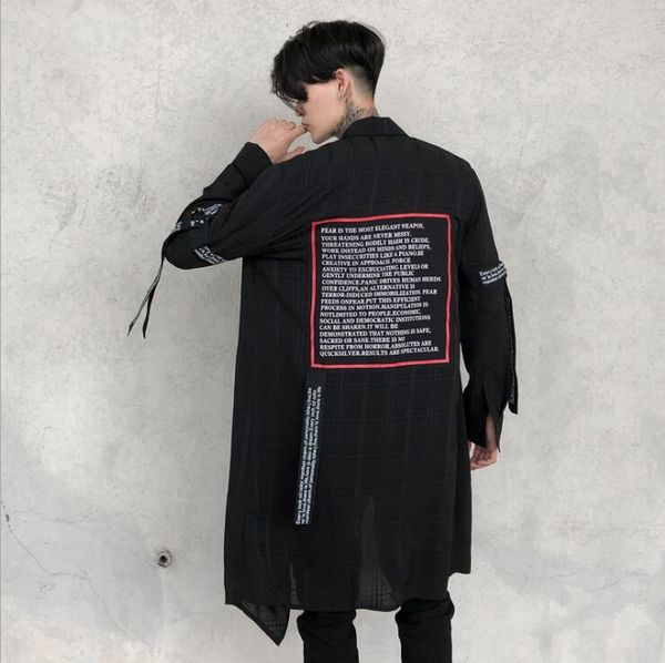 men thin plaid mesh long loose casual shirt stage youth male high street fashion hip hop punk long sleeve ribbon shirts, White;black
men thin plaid mesh long loose casual shirt stage youth male high street fashion hip hop punk long sleeve ribbon shirts, White;black