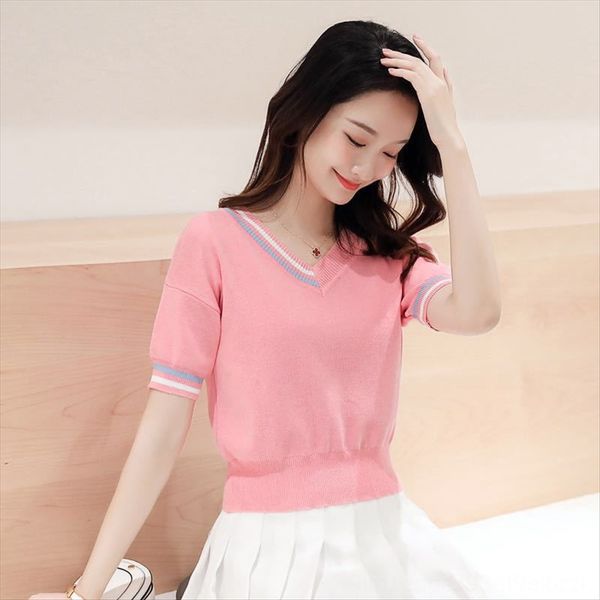summer knitwear women's short versatile short-sleeved v-neck color matching t-shirt women summer knitwear women's short versatile, White
summer knitwear women's short versatile short-sleeved v-neck color matching t-shirt women summer knitwear women's short versatile, White