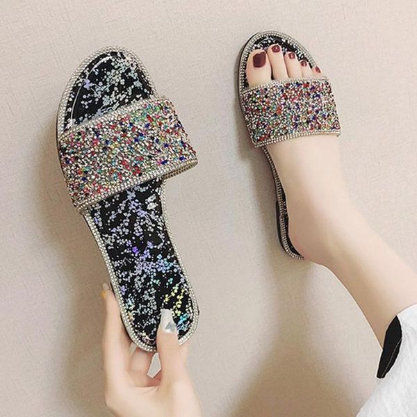 sagace sequins slippers fashion slippers biling crystal women's platform summer sandals outdoor rhinestones flat ladies shoes, Black
sagace sequins slippers fashion slippers biling crystal women's platform summer sandals outdoor rhinestones flat ladies shoes, Black
