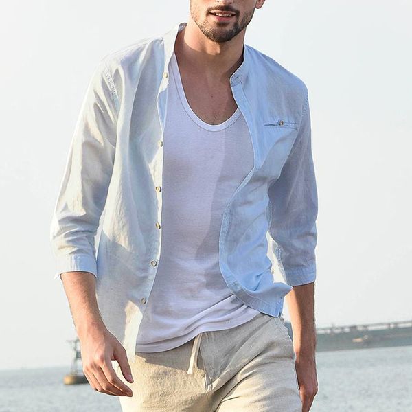 shirt men's baggy cotton linen solid three quarter button pocket retro casual shirts clothing men fashion high quality, White;black
shirt men's baggy cotton linen solid three quarter button pocket retro casual shirts clothing men fashion high quality, White;black