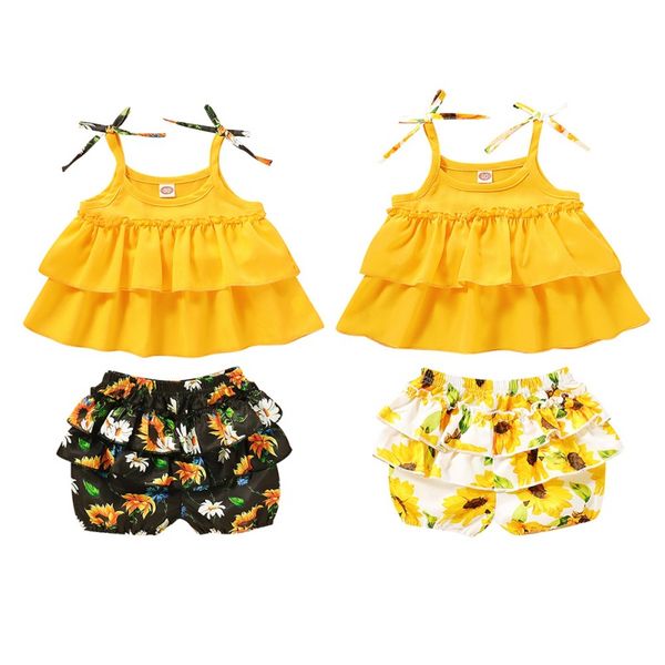 2020 european and american infant baby children's suits girls printing suspenders short floral pants suit, White
2020 european and american infant baby children's suits girls printing suspenders short floral pants suit, White
